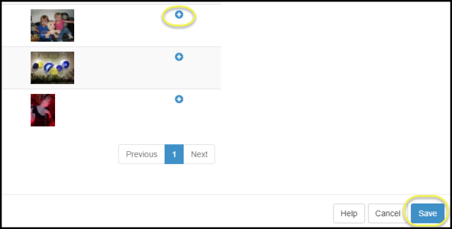 Add objects to region window with the save button highlighted