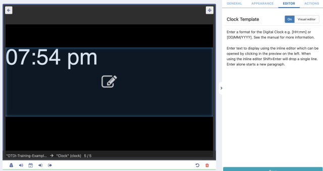 default digital clock example black background with white text