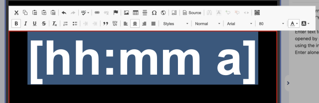 selecting and formatting the text of the clock such as changing the font size, type and color