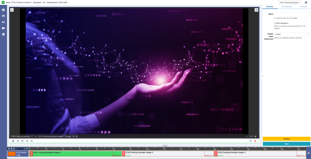 Layout with one region, three images uploaded and a timeline showing the three images and when they appear