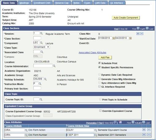 Screenshot of Schedule New Course tool depicting new course shell Basic Data Tab.