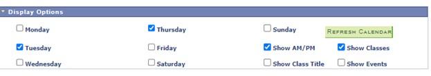 Screenshot of the room matrix display options for CB0130, week of April 10th, 2023.