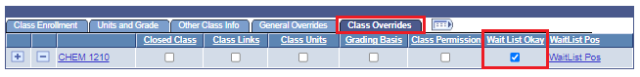Screenshot of Class Overides