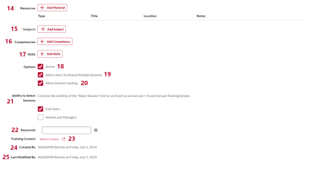 The Properties page with parts of the page numbered to match the text