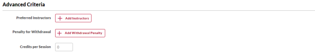 The Advanced Criteria section of the Session Defaults page