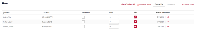 The Attendance and Scoring page