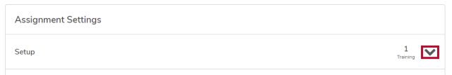The assignment settings section with the down arrow next to settings circled