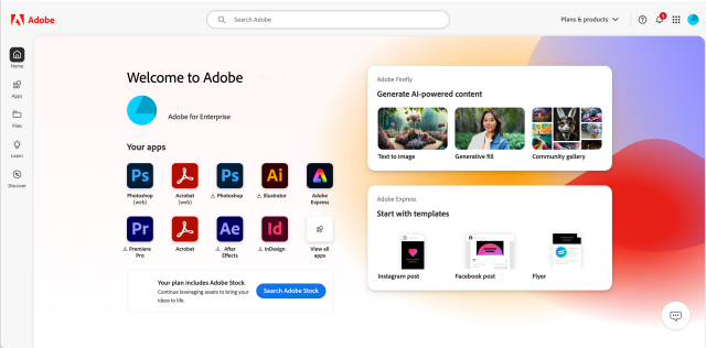 The home screen for Adobe Creative Cloud, showing all the apps available for download.