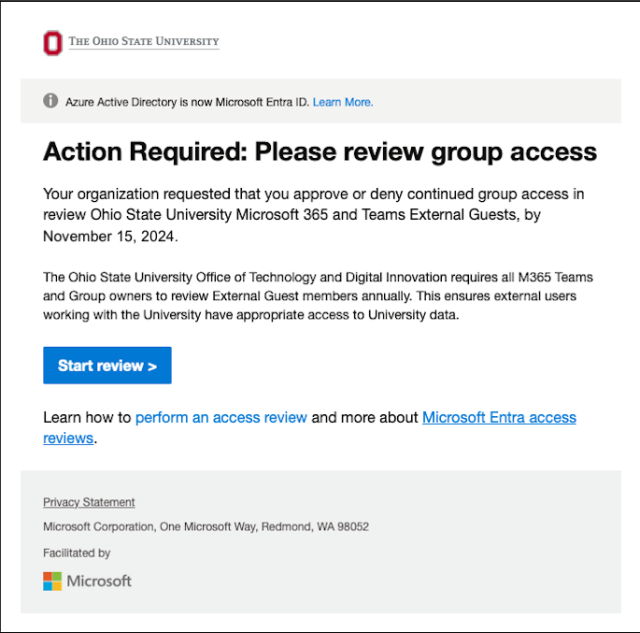 Screen shot showing guest review email example