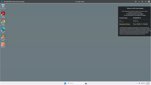 Completed virtual desktop session