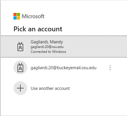 Windows log in screen account selection
