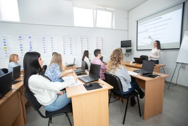 Instructor in classroom.