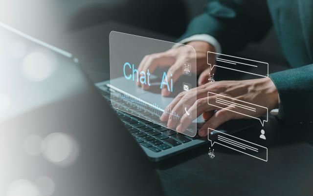 person typing into an AI chatbot