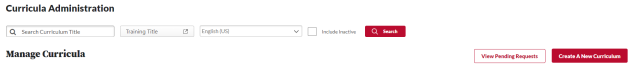 the curricula management page with the create a new curriculum link visible