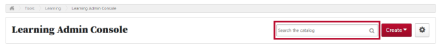 the top of the learning admin console page with the search field circled