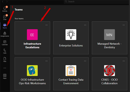 Teams interface with follow icons highlighted