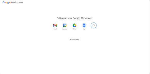 Google app logos displaying as set up progresses
