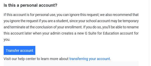 Transfer Account button highlighted at the bottom of the email