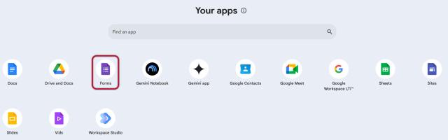 Google Forms icon within Google Workplace applications