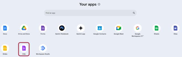 Google Vids application in Google Workspace