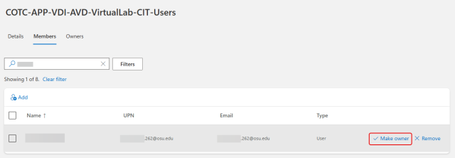 Make owner option highlighted