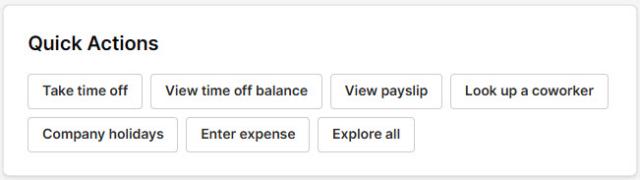 Quick Actions options in Workday Everywhere