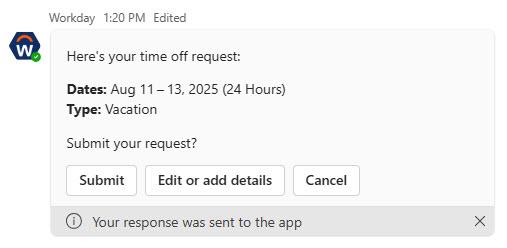 Time off request ready for review