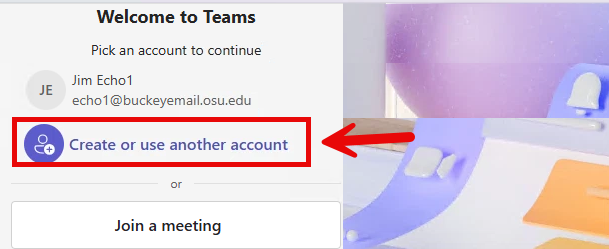 screenshot of Mac login for Teams