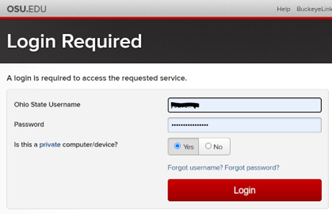 OSU Log in prompt