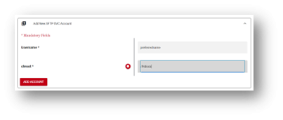 Service Account Name & desired chroot fields highlighted