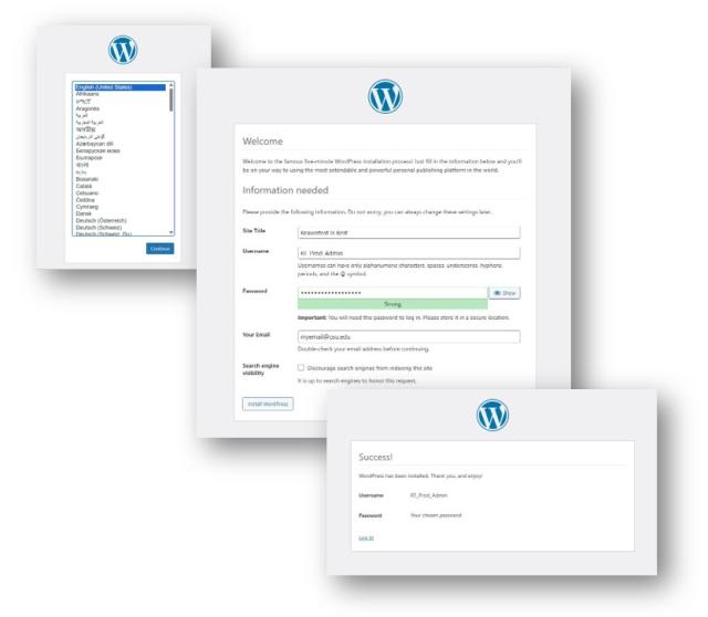 On screen instructions for completing the installation process