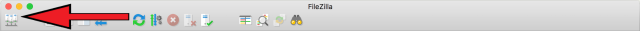 site Manager button highlighted in the Filezilla application