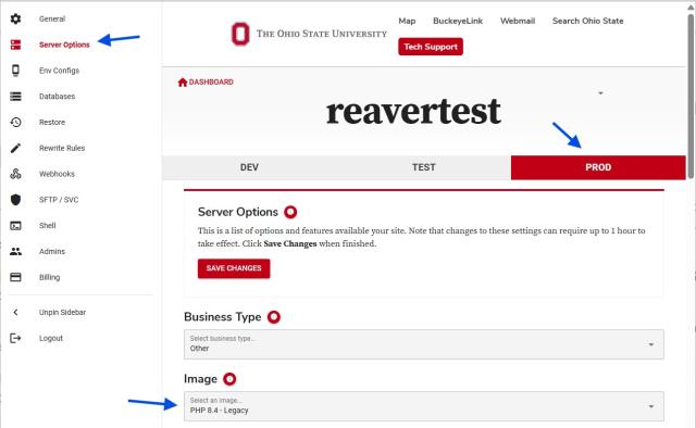 Install new server image screenshot with areas highlighted