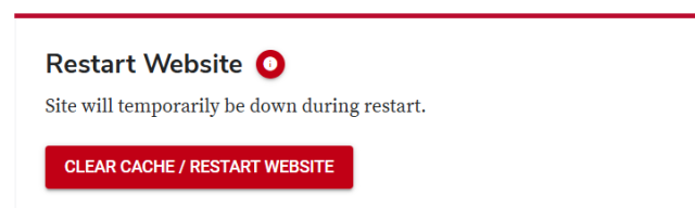 restart website button highlighted