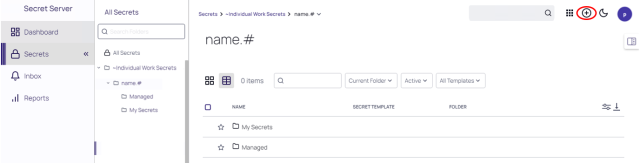 Plus icon in the PAM tool used to create a secret