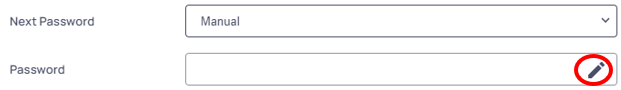 Edit button circled on the Password field in the PAM tool