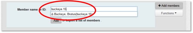 Enter the member name or ID