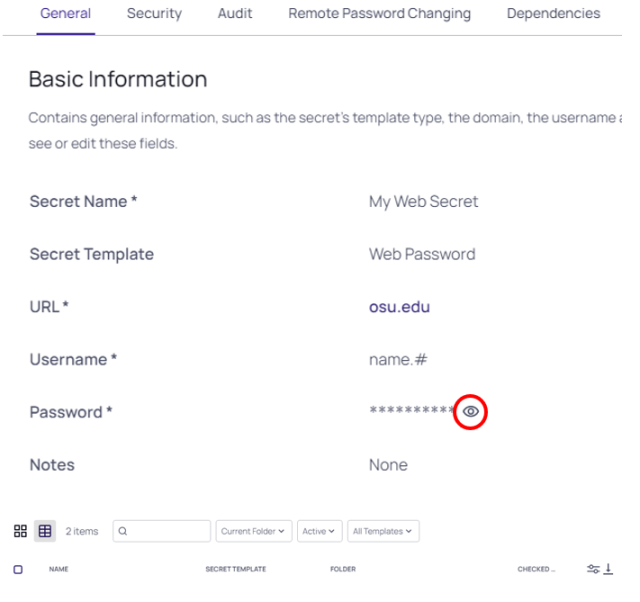 Basic Information screen with the hide unhide toggle button highlighted