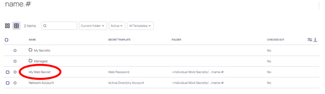 Display name in the third column highlighted