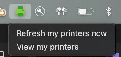 Mac System Tray with PaperCut Printing menu open