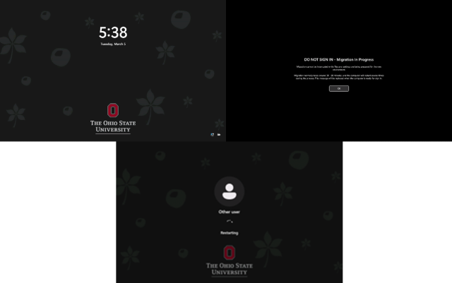 SDES Example migration progress screens