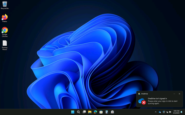 Example of desktop asking you to log in