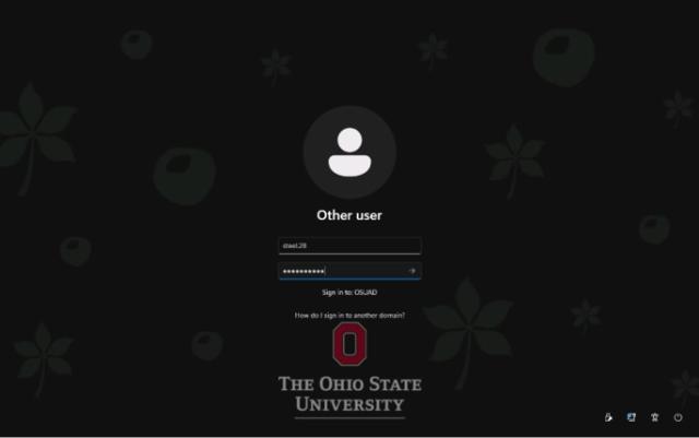 Screenshot showing a login screen indicating that you are signing into OSUAD