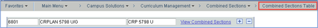 Screen shot of a study abroad course set up in combined sections table. 