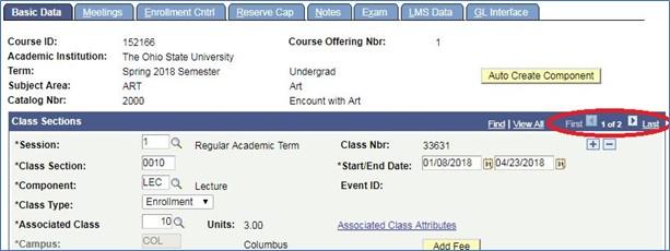 Screenshot of Schedule New Course tool depicting new course shell Basic Data Tab showing how to search for specific sections