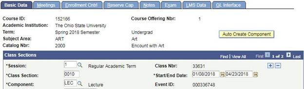 Screenshot of Schedule New Course tool depicting new course shell Basic Data Tab and depicting all data points