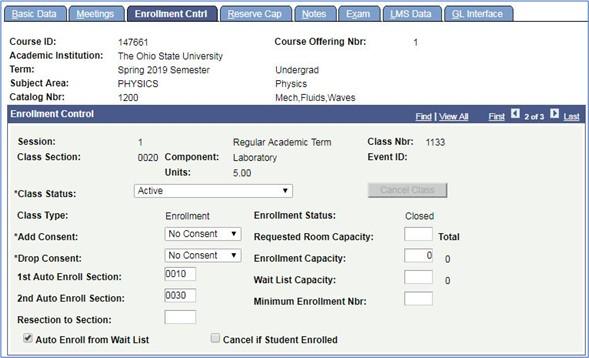 Showing Maintain tool on the Enrollment Control Tab depicting Auto enroll numbers