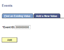 Events page again, but with the Add a New Value tab selected.