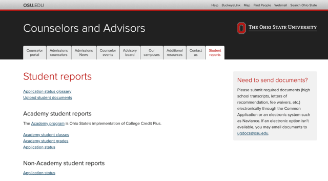 SIS High School Counselors and Advisors Portal Student Reports Tab