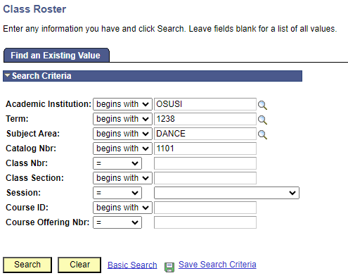 Class Roster Search